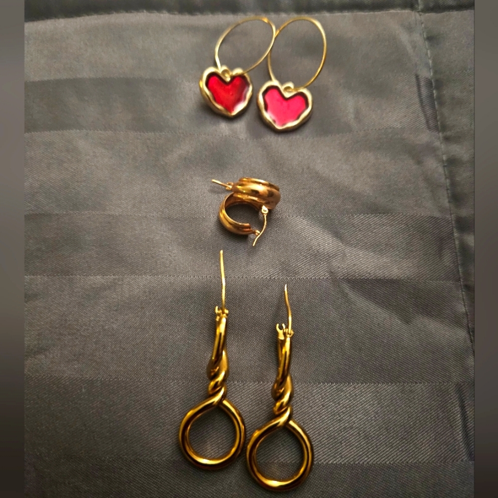 Stylish ladies' earrings set of 3 hypoallergenic